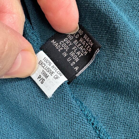 Vintage Y2K Only Hearts Top Lace Trim Blue Wrap Long Sleeve Size P/S - Picture 11 of 11